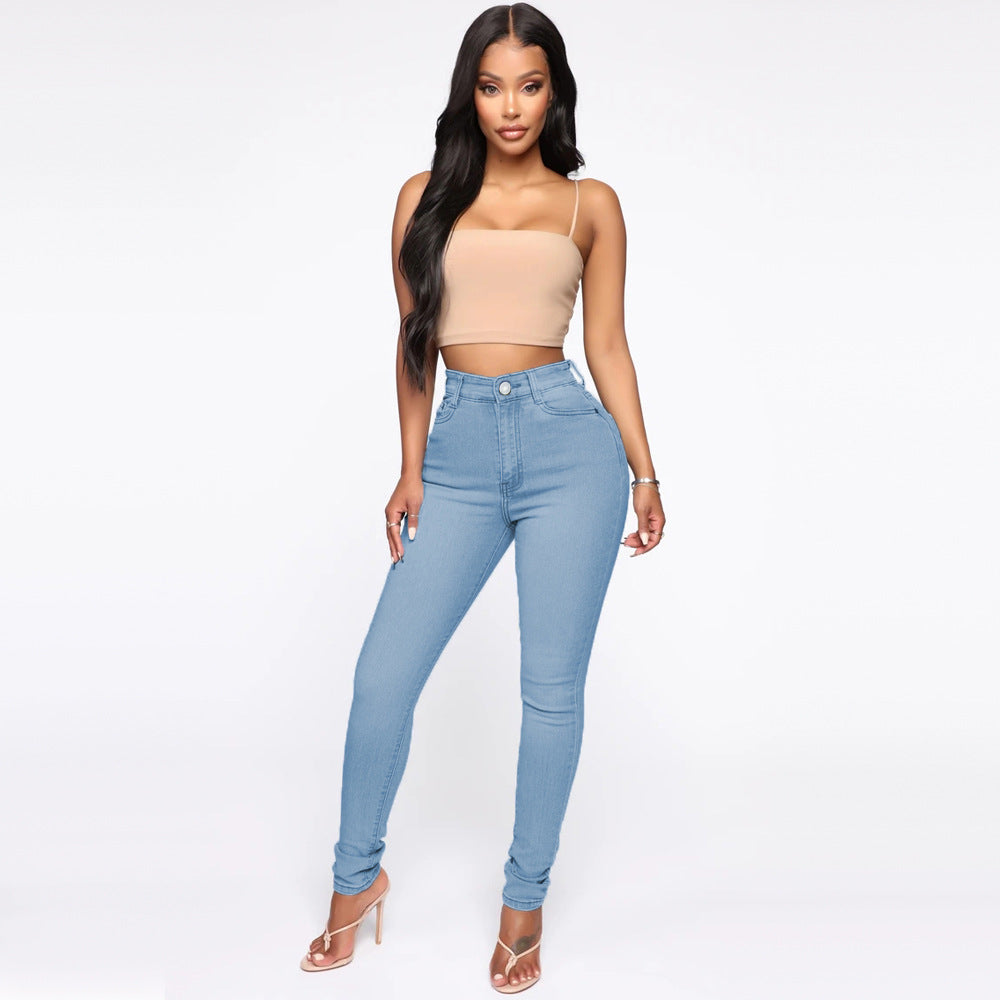 Damen Hoch geschnittene Skinny Jeans mit formenden Nähten Drune