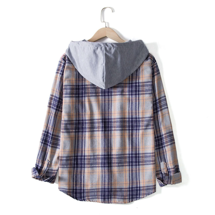 Damen Flanellhemd mit Kapuze und praktischem Design Drune
