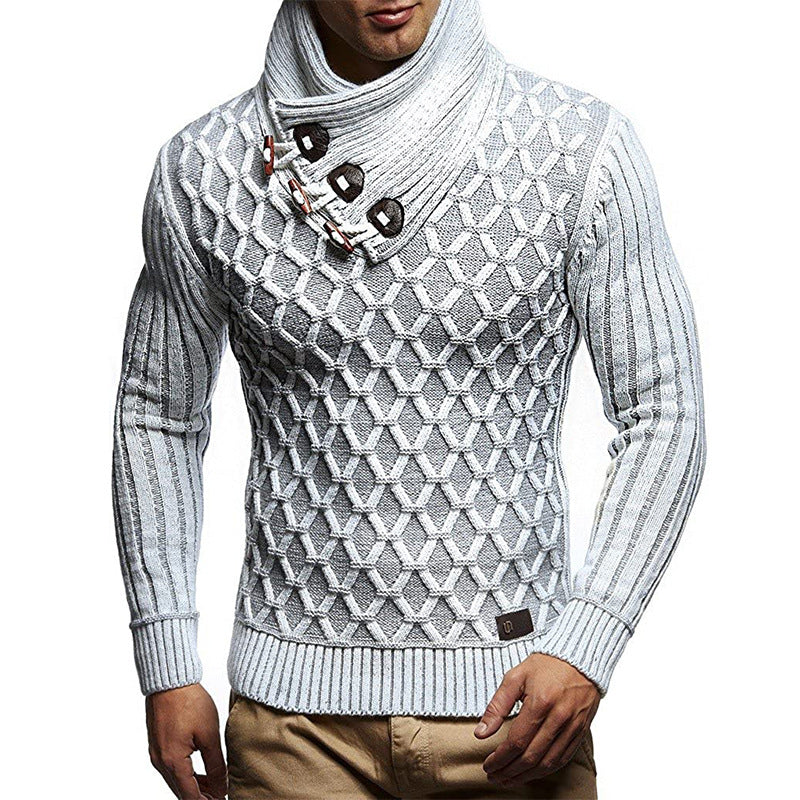 Herren Strickpullover mit hohem Kragen und innovativem Strukturdesign Drune