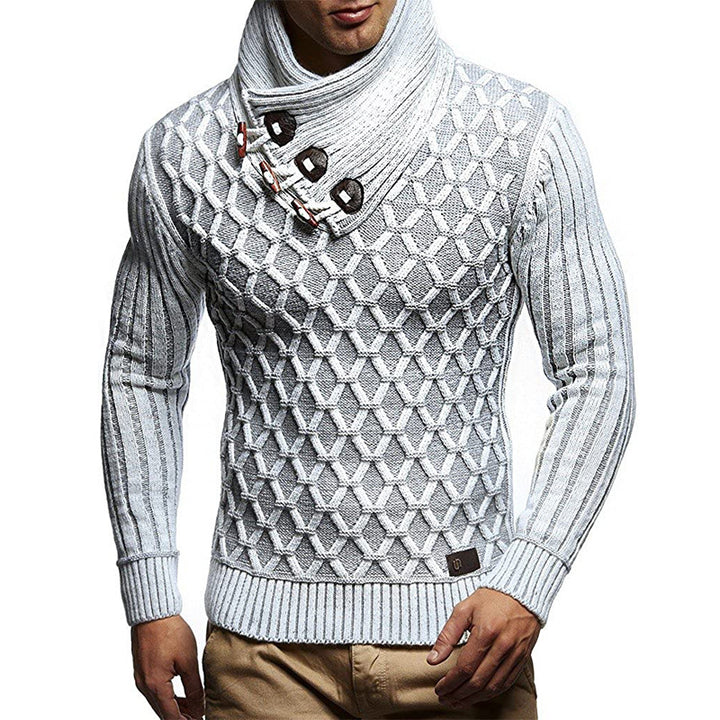 Herren Strickpullover mit hohem Kragen und innovativem Strukturdesign Drune
