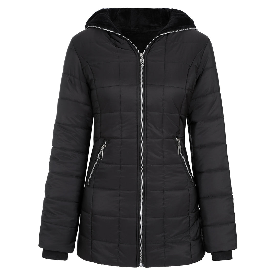 Damen Langjacke mit Kuschelfutter und hohen Kragen Drune