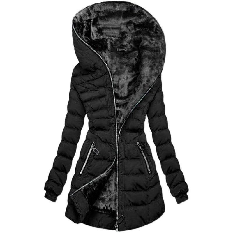 Damen Langjacke mit Kuschelfutter und hohen Kragen Drune