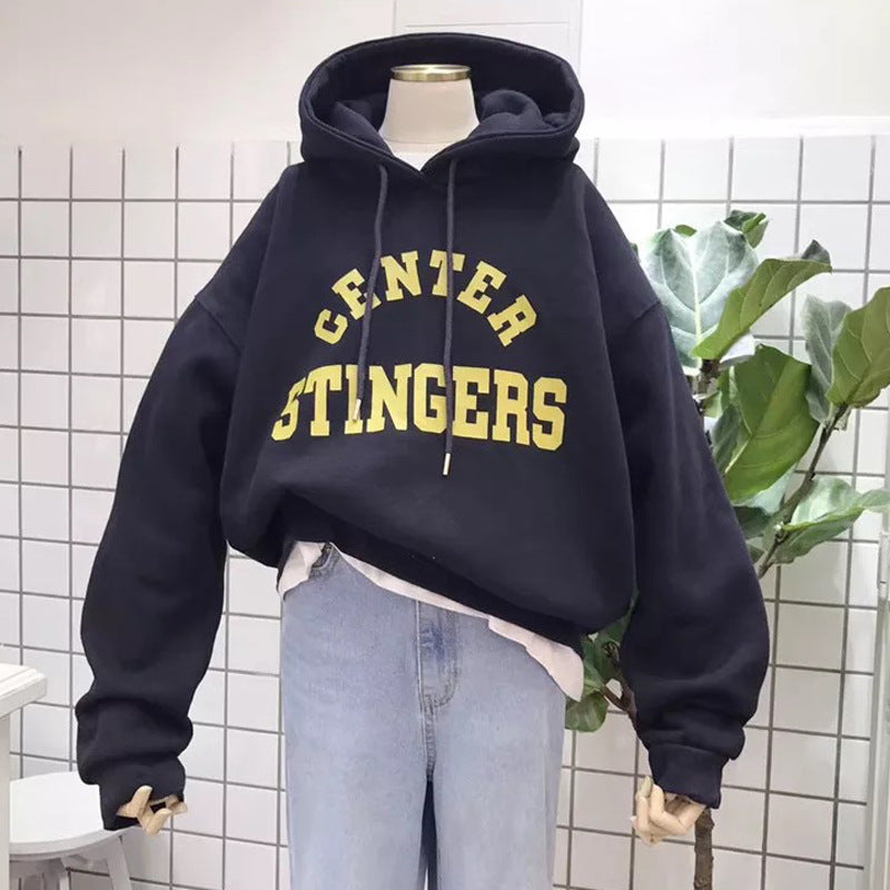 Damen Oversized Grafik Hoodie mit Fettdruckschriftzug Drune