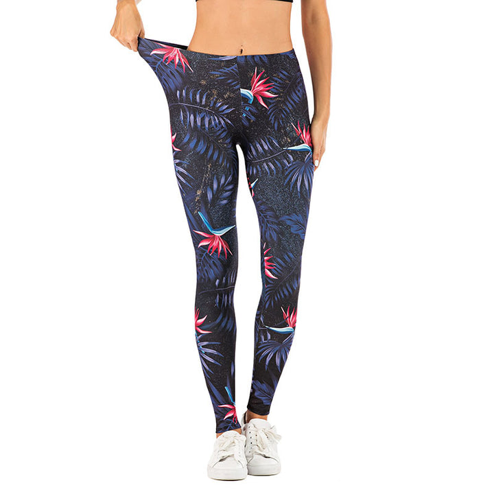 Damen Leggings mit abstraktem Streifenmuster, hoher Taille und atmungsaktivem Stretch-Funktionsstoff Drune