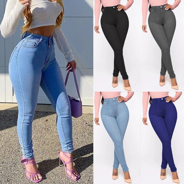 Damen Hoch geschnittene Skinny Jeans mit formenden Nähten Drune