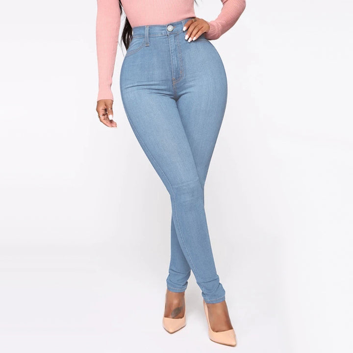 Damen Hoch geschnittene Skinny Jeans mit formenden Nähten Drune