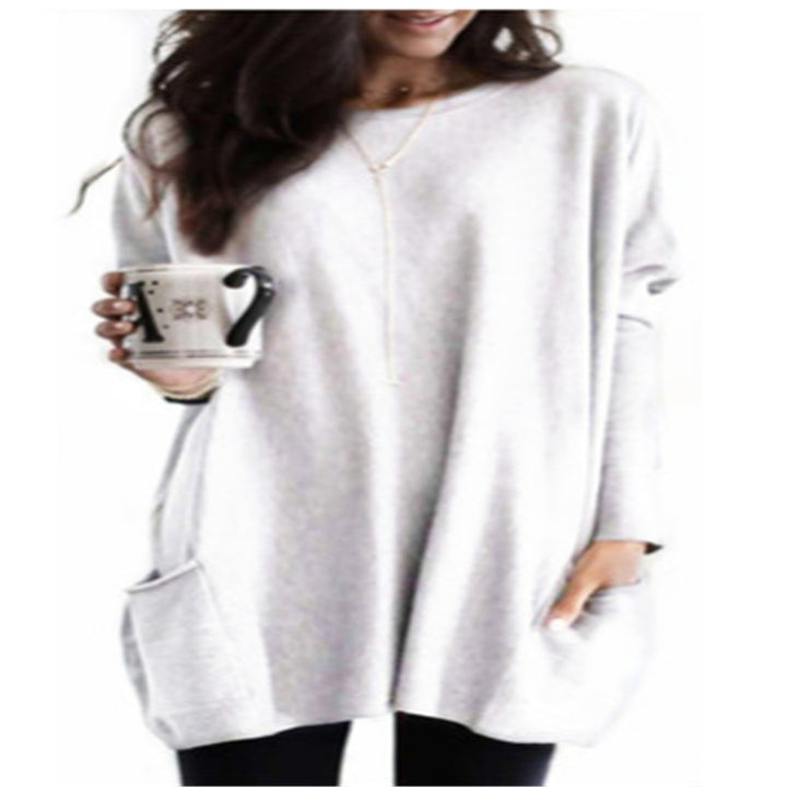 Damen nan oversized Longshirt mit Kontrastblock und aufgesetzten Taschen Drune