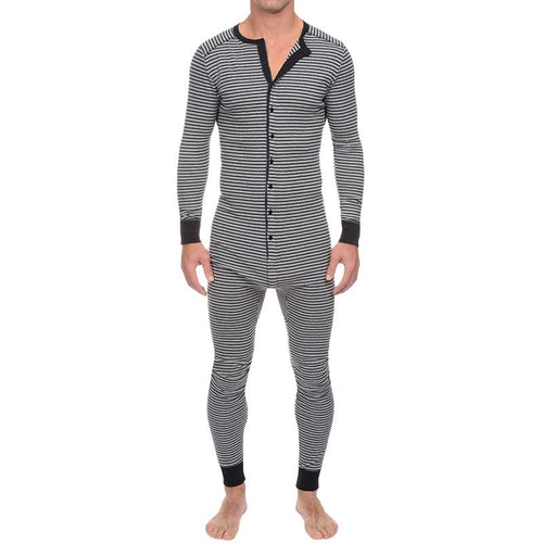 Herren Langarm Schlafanzugset mit komfortablem Knopfdesign Drune