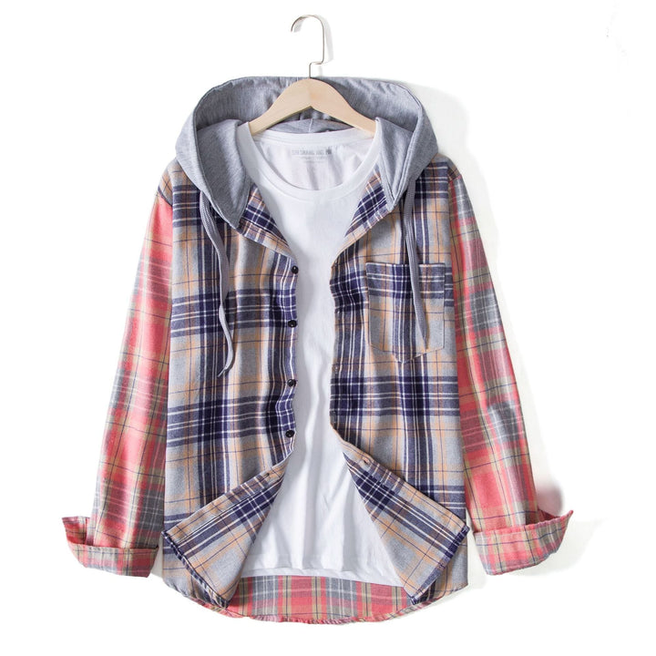 Damen Flanellhemd mit Kapuze und praktischem Design Drune