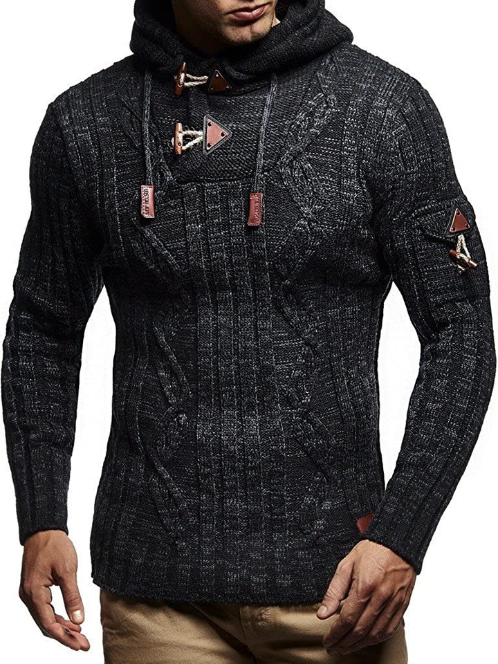 Herren Strickpullover mit Kapuze und hochwertiger Struktur Drune