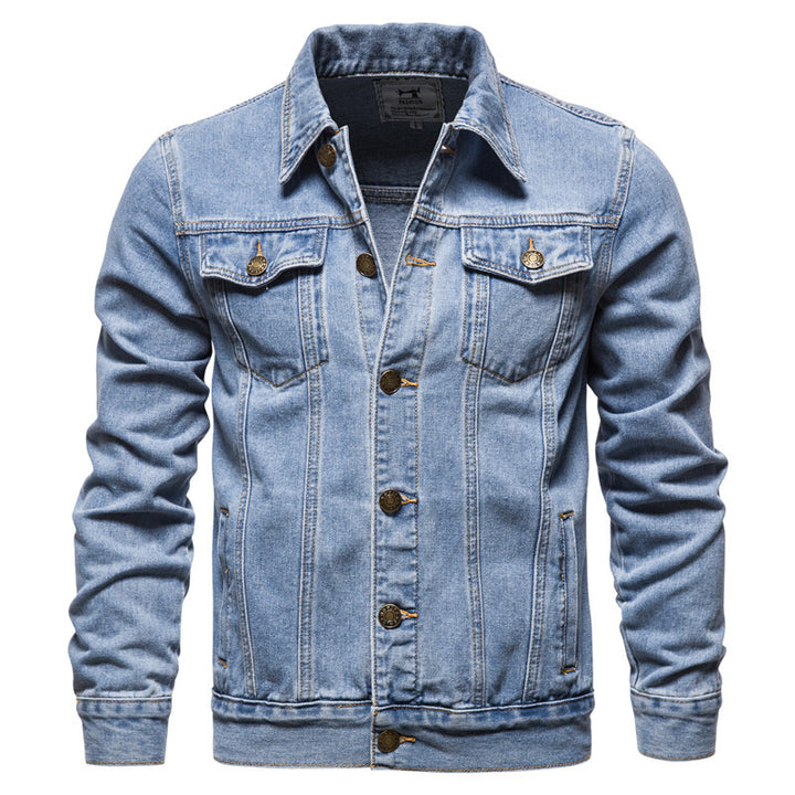 Herren Denim-Jacke im klassischen Stil mit praktischen Taschen und knopfverziertem Design Drune