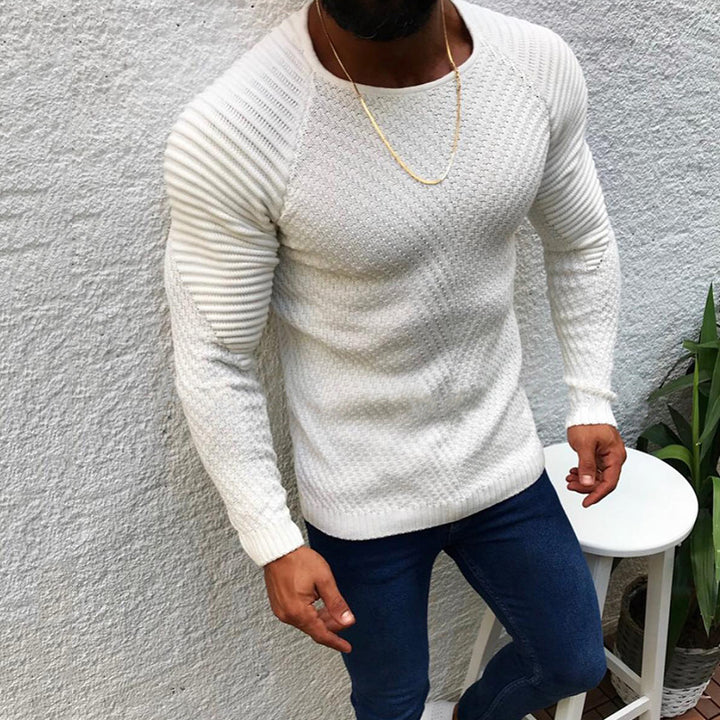 Herren nan strukturierter Slim-Fit Raglanpullover aus feinem Rippen- und Waffelstrick Drune