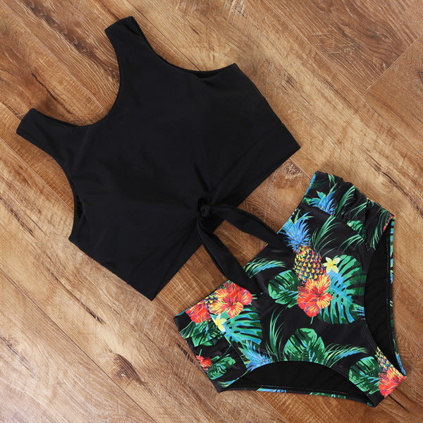 Damen Sportliches Bikini-Set mit modischem Crop-Top und hochtailliertem Slip Drune