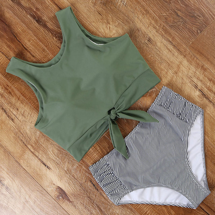 Damen Sportliches Bikini-Set mit modischem Crop-Top und hochtailliertem Slip Drune
