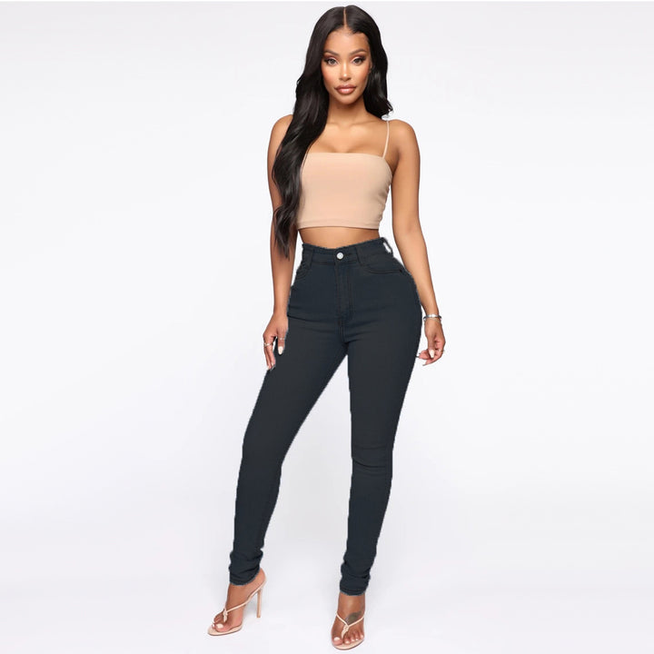 Damen Hoch geschnittene Skinny Jeans mit formenden Nähten Drune