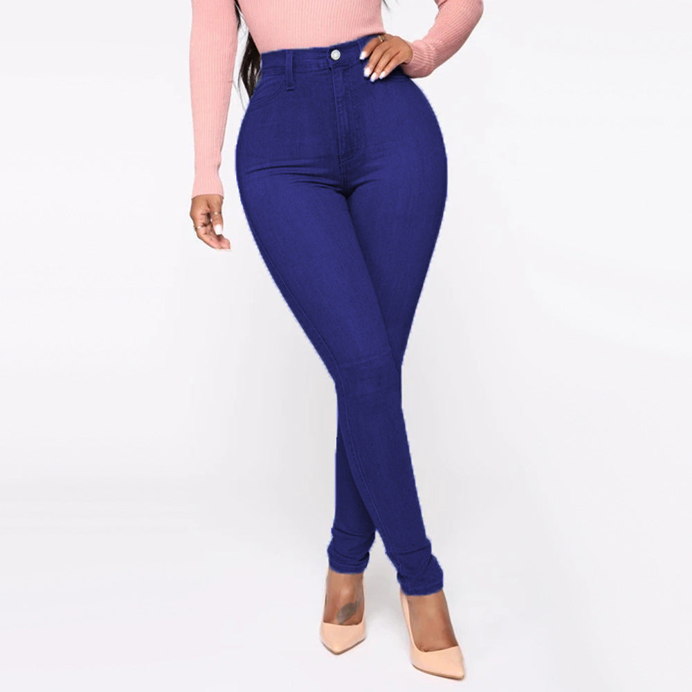 Damen Hoch geschnittene Skinny Jeans mit formenden Nähten Drune