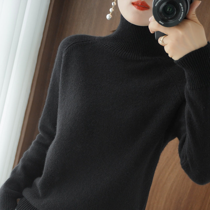 Damen Rollkragenpullover aus Kaschmir-Mix mit feiner Rippstruktur und überschnittener Schulter Drune