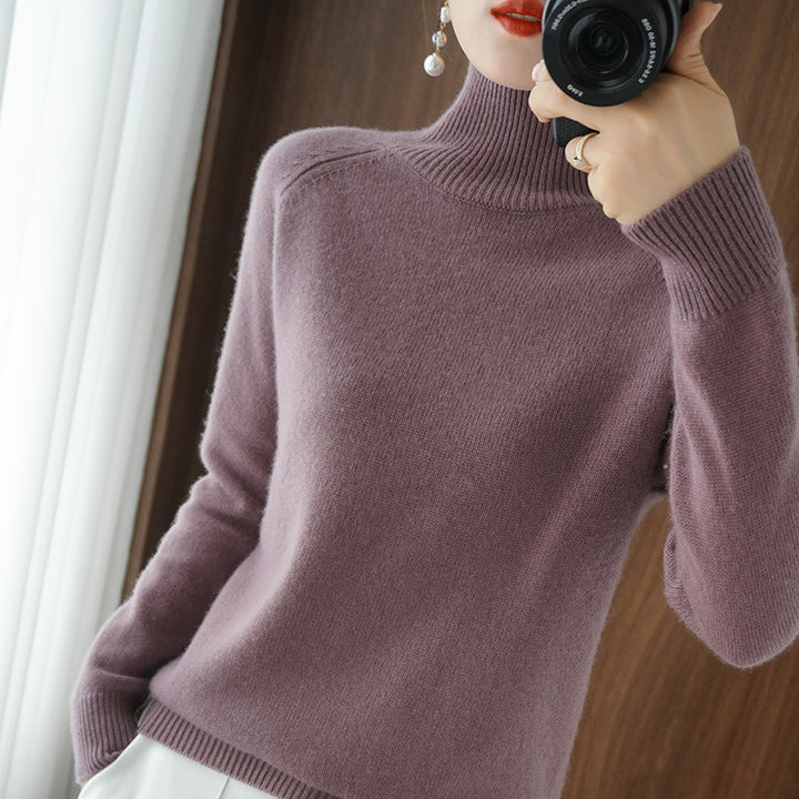 Damen Rollkragenpullover aus Kaschmir-Mix mit feiner Rippstruktur und überschnittener Schulter Drune
