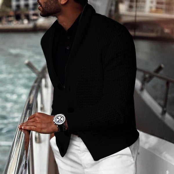 Herren lässiger Strickcardigan mit innovativem Lochmuster und modernem Schnitt Drune