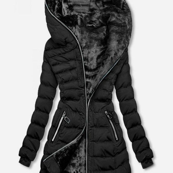 Damen Langjacke mit Kuschelfutter und hohen Kragen Drune