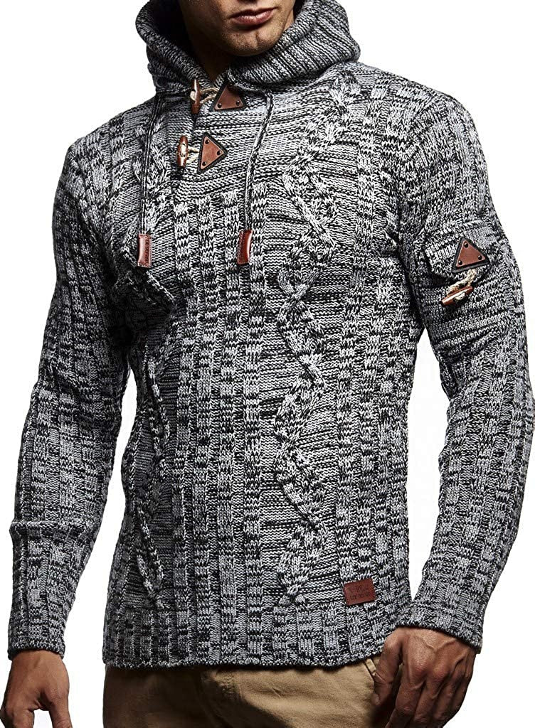 Herren Strickpullover mit Kapuze und hochwertiger Struktur Drune