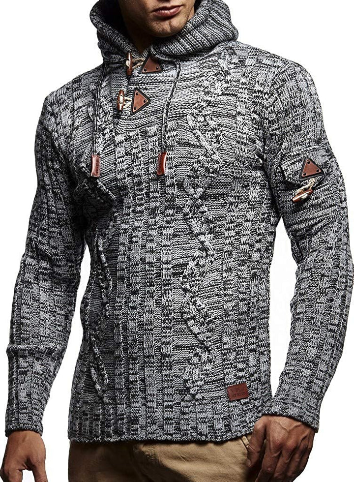 Herren Strickpullover mit Kapuze und hochwertiger Struktur Drune