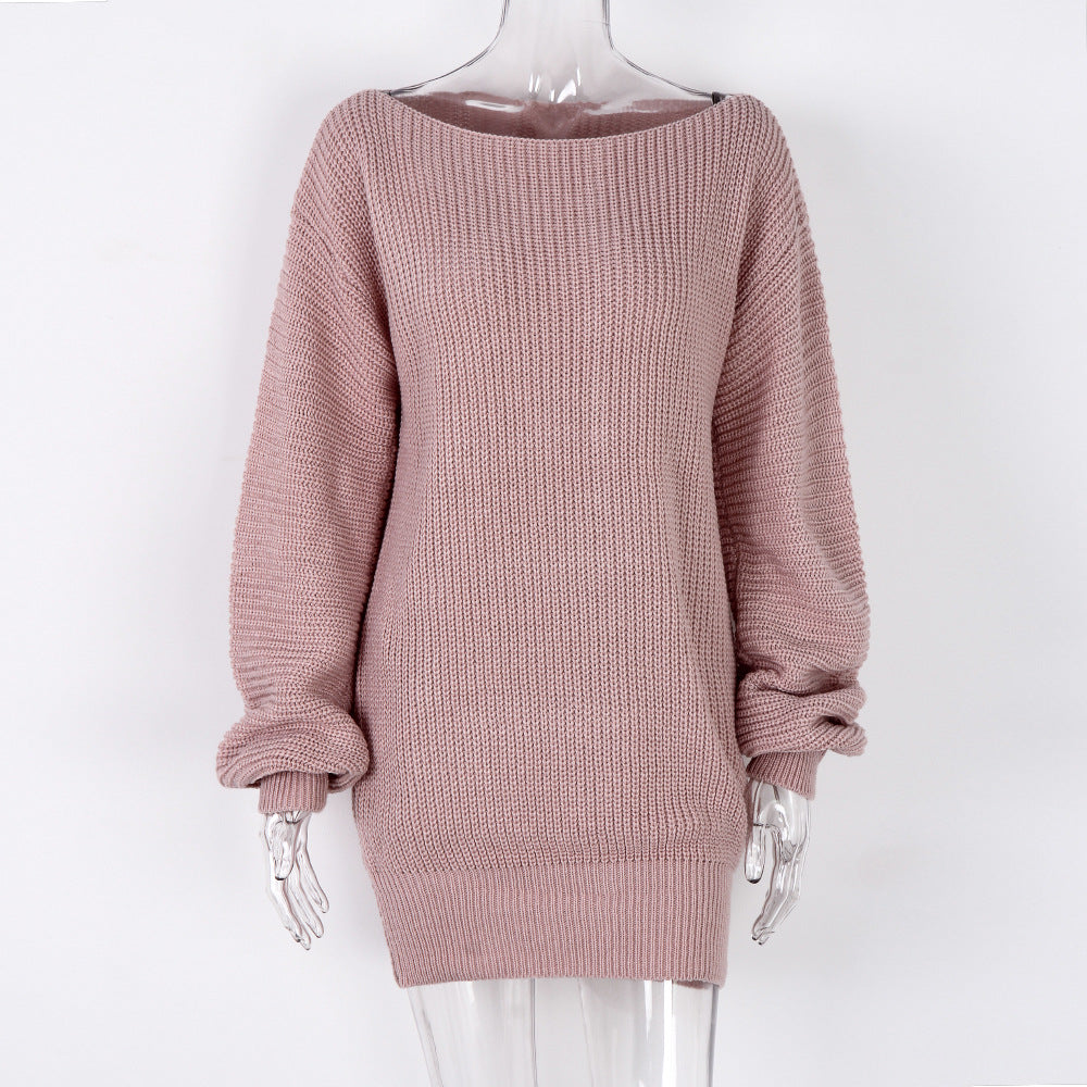 Damen Oversized Strickpullover mit schulterfreiem Design Drune