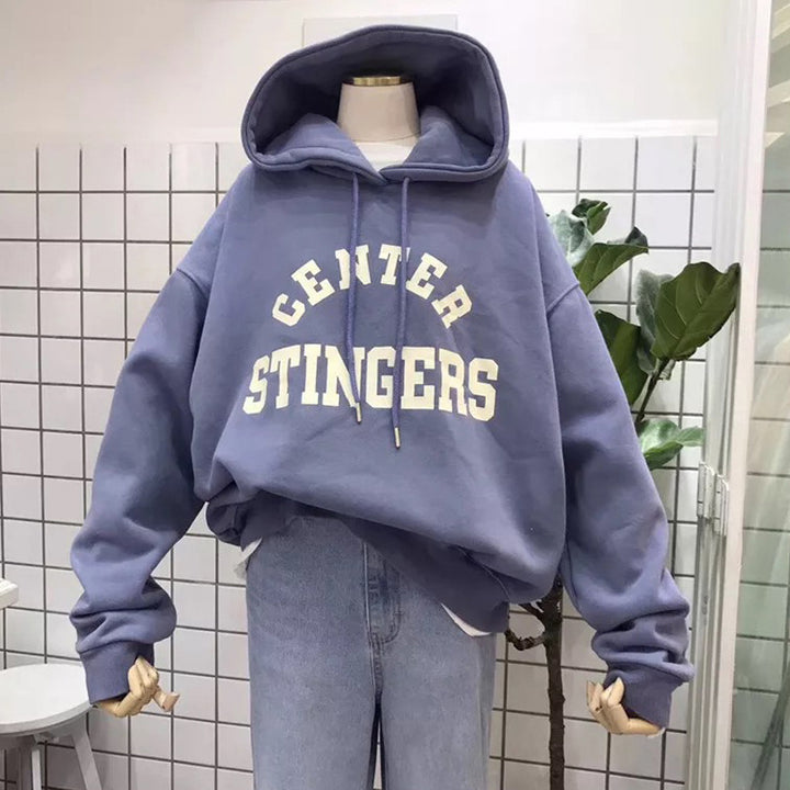 Damen Oversized Grafik Hoodie mit Fettdruckschriftzug Drune