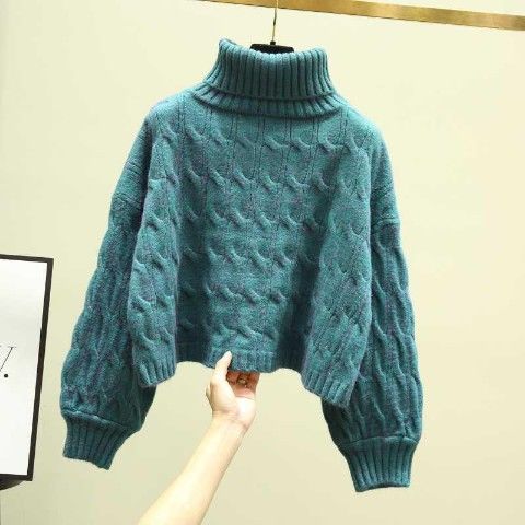 Damen kuscheliger Grobstrickpullover mit hohem Kragen und Zopfmuster Drune