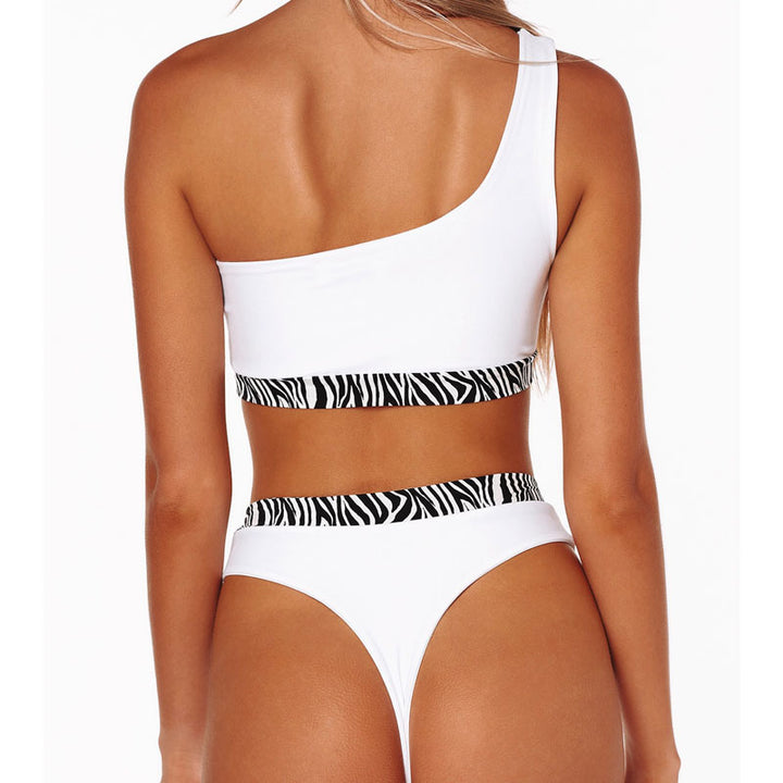 Damen Einseitiger Bikini mit modischem Zebra-Patch Drune