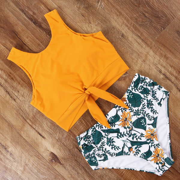 Damen Sportliches Bikini-Set mit modischem Crop-Top und hochtailliertem Slip Drune
