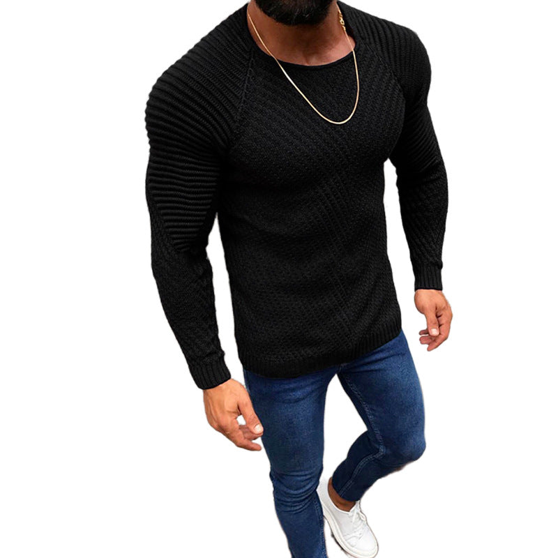 Herren nan strukturierter Slim-Fit Raglanpullover aus feinem Rippen- und Waffelstrick Drune