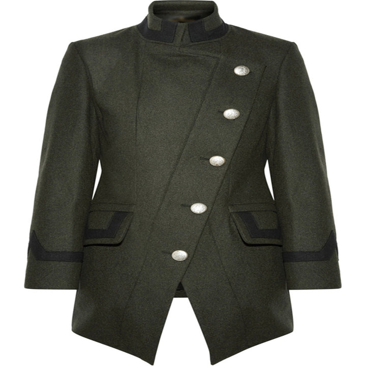Damen Taillierter Militärmantel im A‑Linien‑Schnitt mit asymmetrischer Knopfreihe Drune