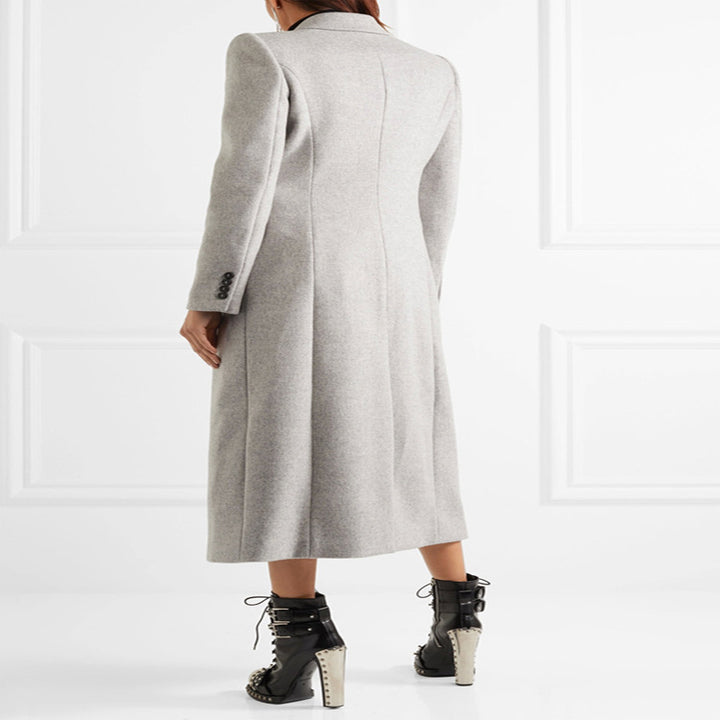 Damen Doppelreihiger Taillierter Wollmix‑Longcoat im schlanken Tailoring‑Stil Drune