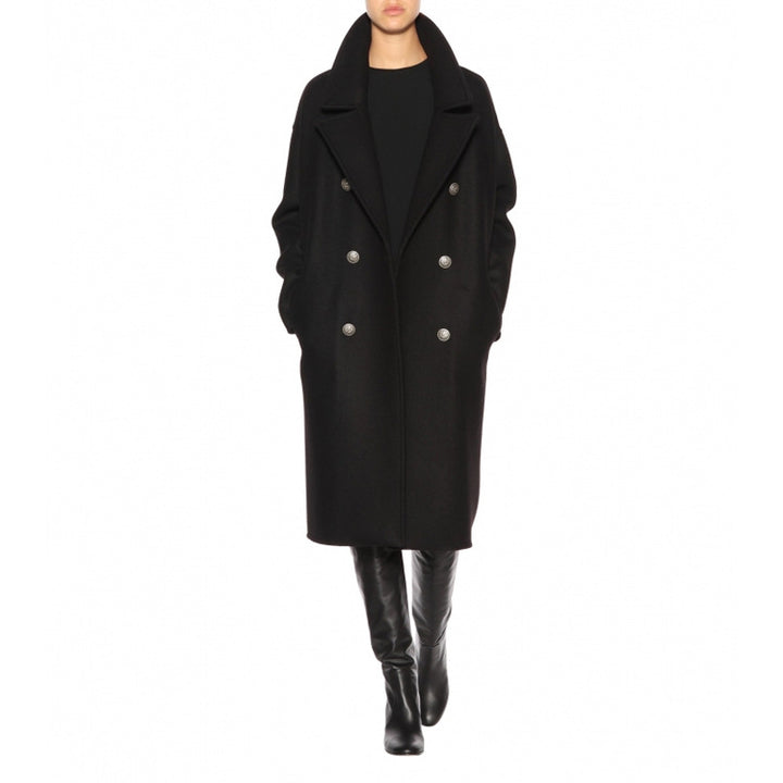 Damen Oversize Zweireihiger Longcoat mit weitem Schalkragen und relaxed Tailoring Drune