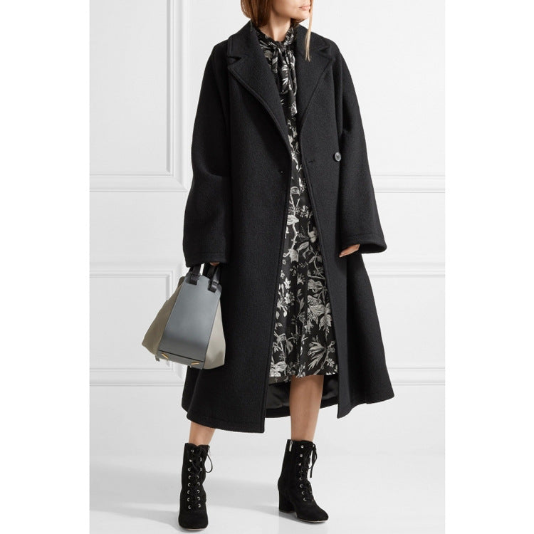 Damen Oversized Einreihiger Wollmix-Longcoat mit fallender Silhouette Drune