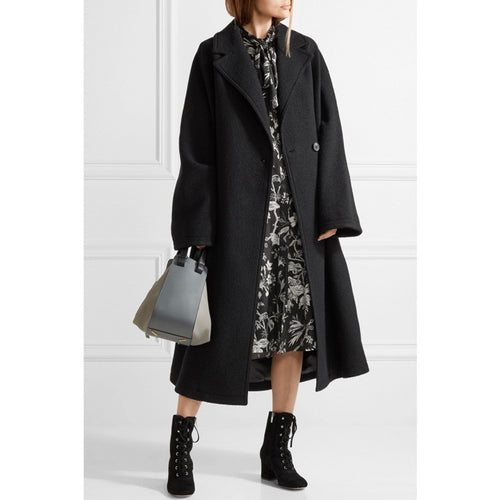 Damen Oversized Einreihiger Wollmix-Longcoat mit fallender Silhouette Drune