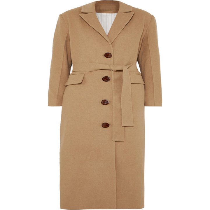 Damen Bodenlanger Einreihiger Wollmix‑Mantel mit seitlichem Gehschlitz und minimalistischer Tailoring‑Optik Drune