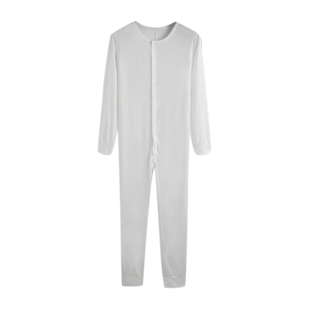 Unisex nan Einteiliger Langarm-Schlafanzug mit durchgehender Knopfleiste und elastischen Bündchen Drune
