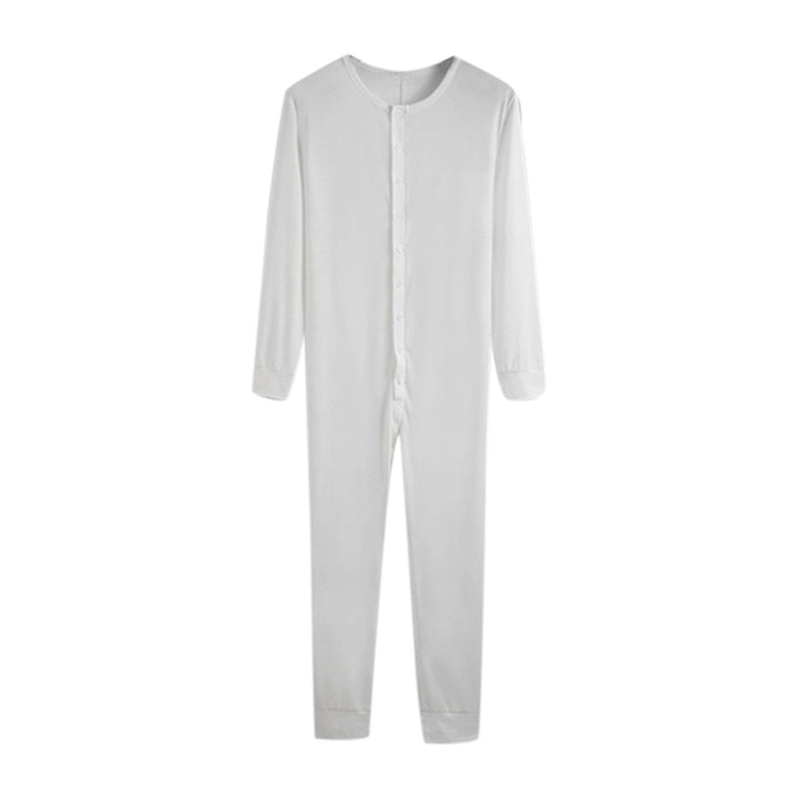Unisex nan Einteiliger Langarm-Schlafanzug mit durchgehender Knopfleiste und elastischen Bündchen Drune