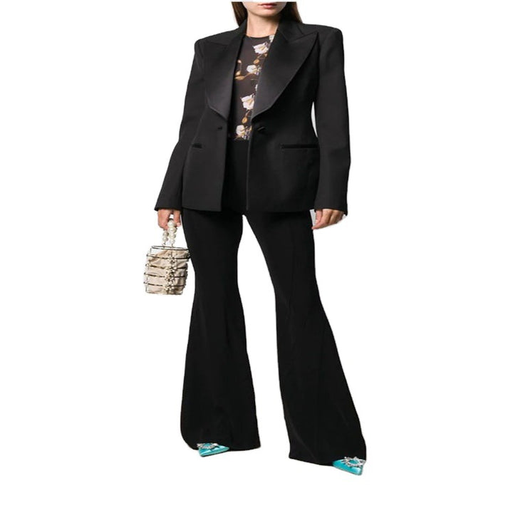 Damen Tailliertes Smoking-Blazerjackett mit Satin-Schalkragen und präzisem Tailoring Drune