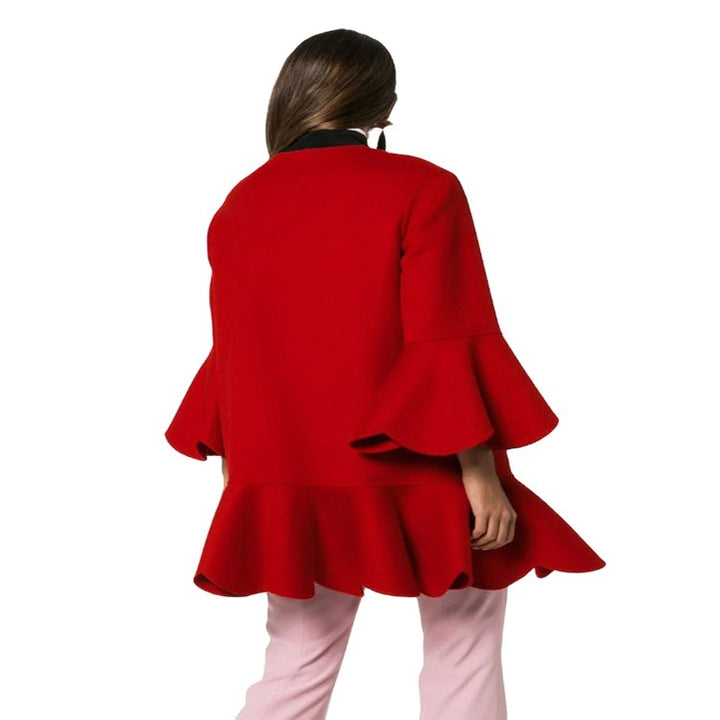 Damen Volantierter Cape‑Mantel aus Wollmix mit Glockenärmeln Drune