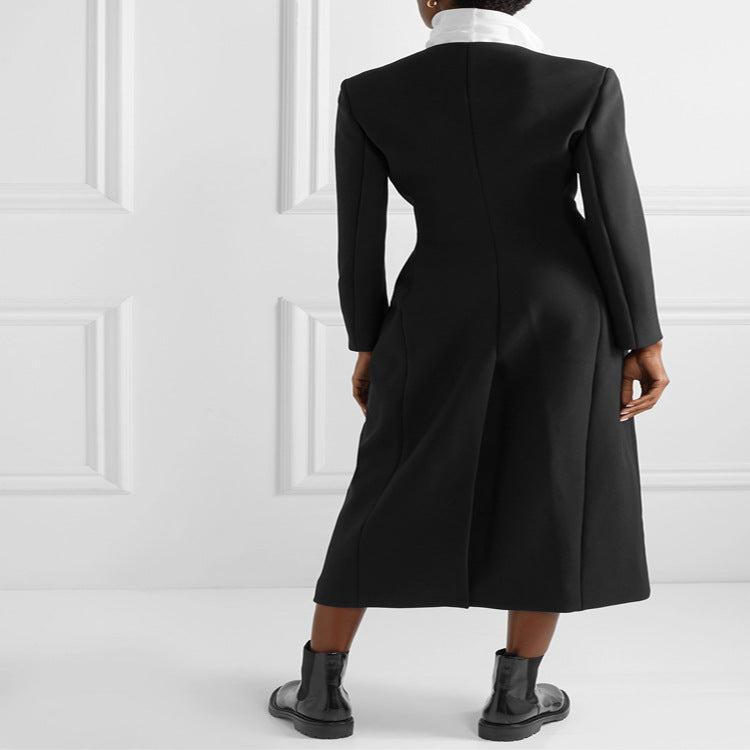 Damen Maxilanger minimalistischer Tailoring Mantel mit offener Front Drune