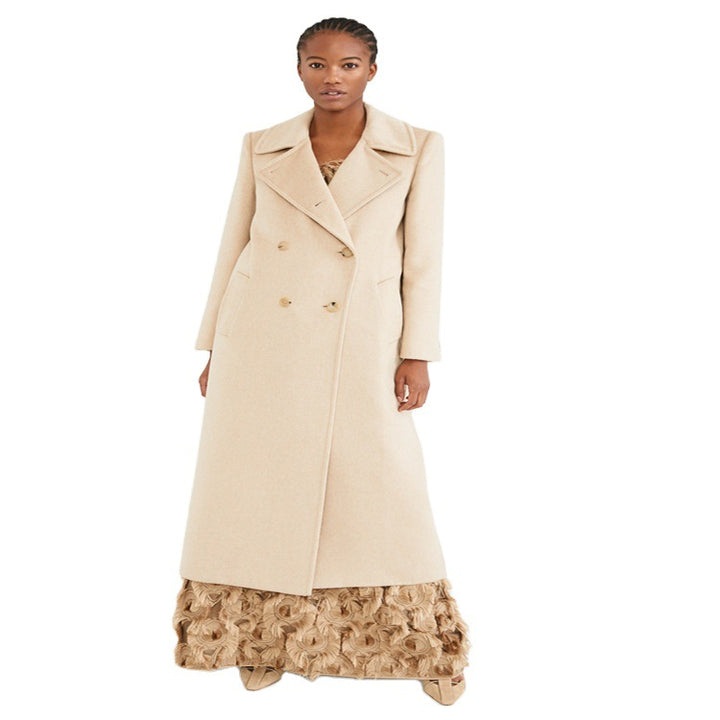 Damen Maxikleid mit dreidimensionaler Rosettenstruktur und feinem Ledergürtel Drune