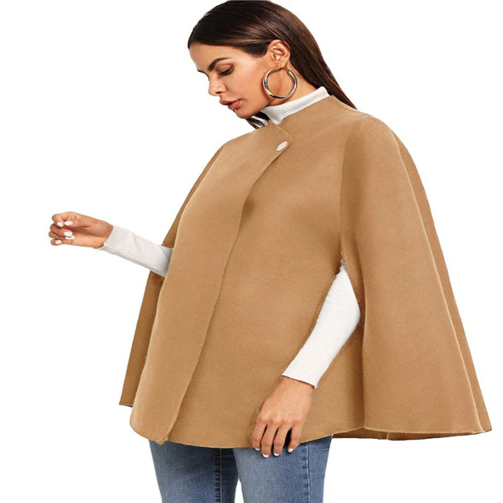Damen Kurz-Capecoat im Mantelstil mit Stehkragen und verdeckter Knopfblende Drune
