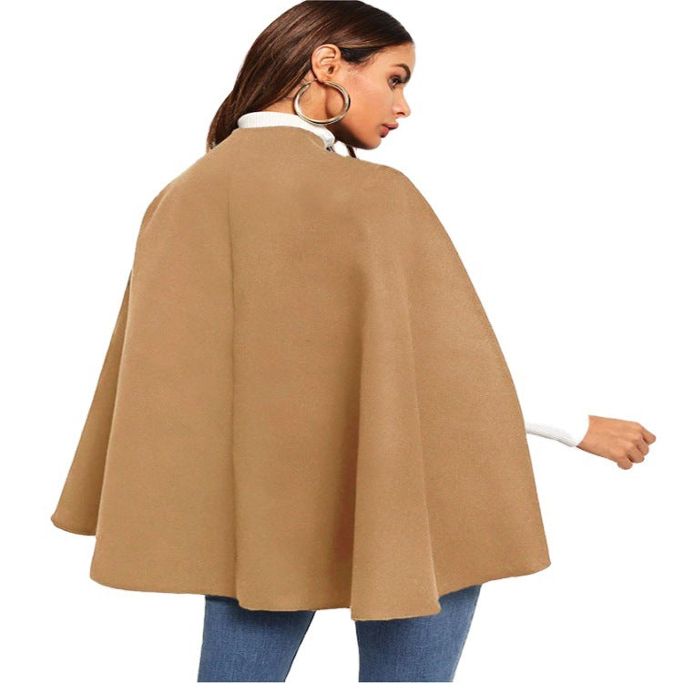 Damen Kurz-Capecoat im Mantelstil mit Stehkragen und verdeckter Knopfblende Drune