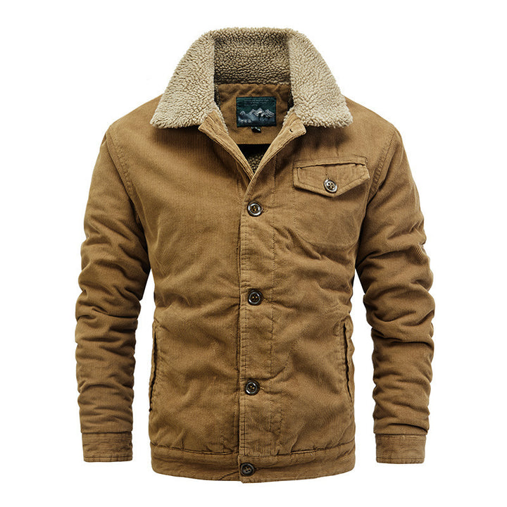 Herren Lässige Steppjacke mit Kunstfellkragen Drune