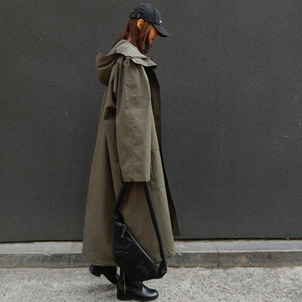 Damen Oversize-Parka mit extralangem Schnitt, großer Kapuze und verdeckter Reißverschluss Drune
