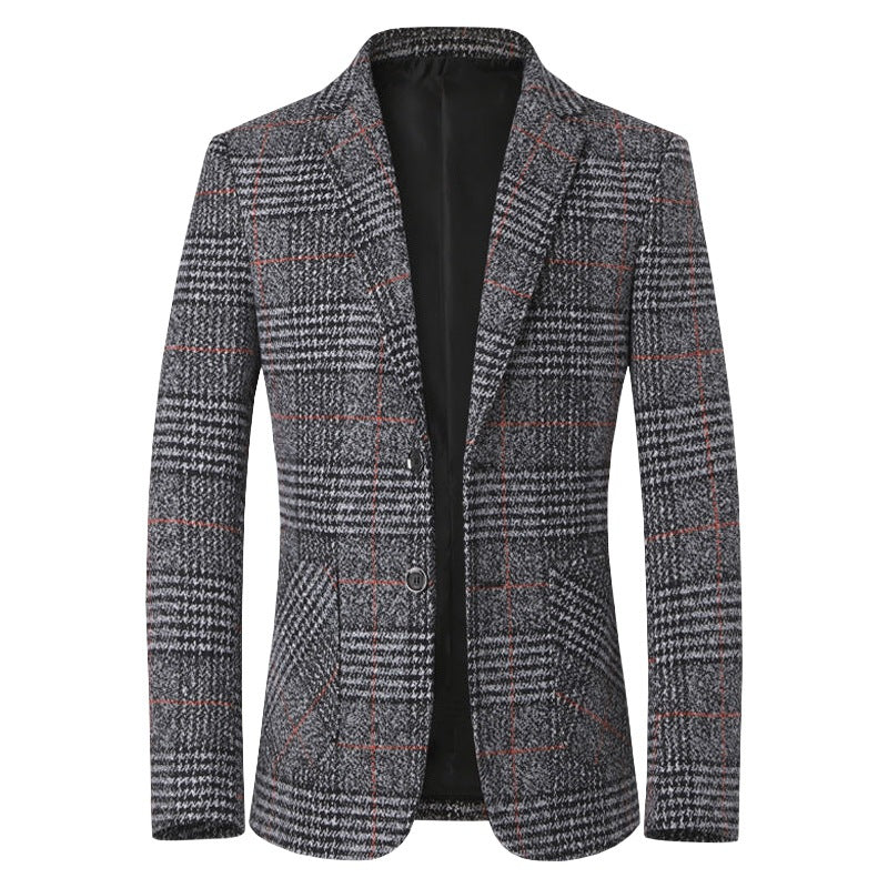 Herren Tweed-Sakko mit Glencheck-Muster und schmaler Passform Drune