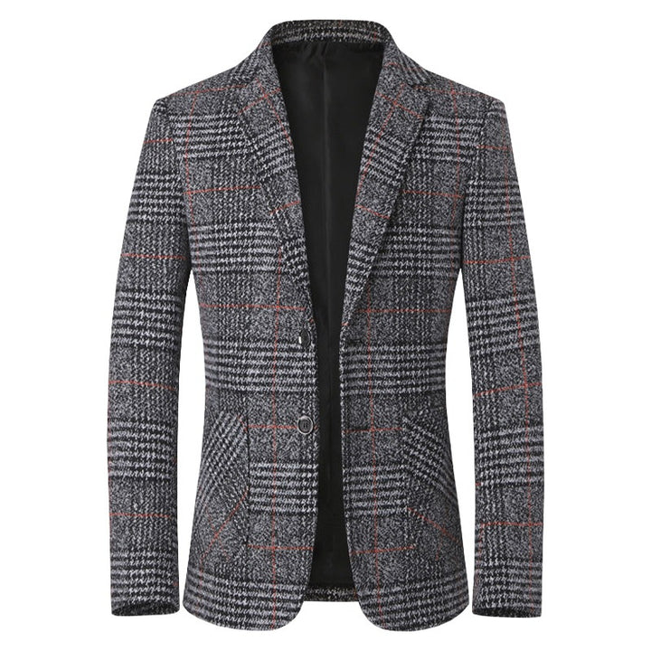 Herren Tweed-Sakko mit Glencheck-Muster und schmaler Passform Drune